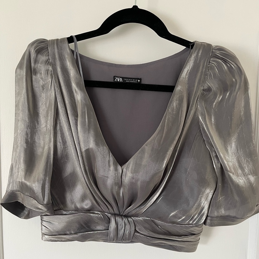 ZARA shiny cropped top in size S.